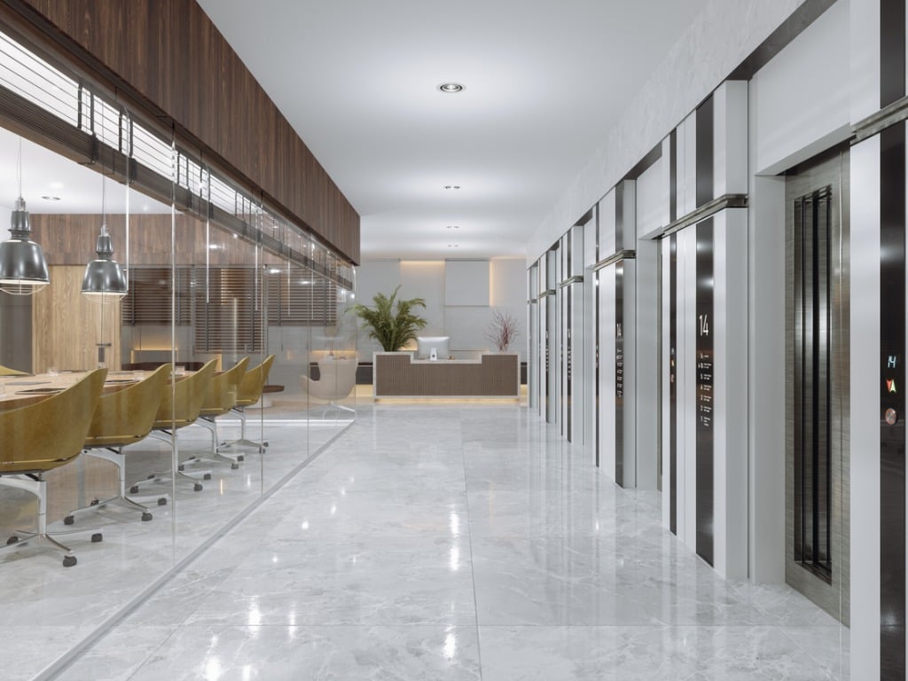 Modern Office Corridor with meeting room